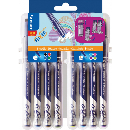 Pilot fineliner Frixion, geassorteerde kleuren, set van 8 stuks