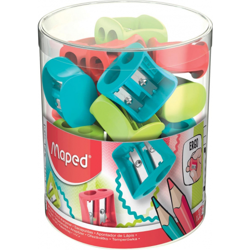 Maped potloodslijper Vivo 2-gaats, geassorteerde kleuren, doos van 30 stuks