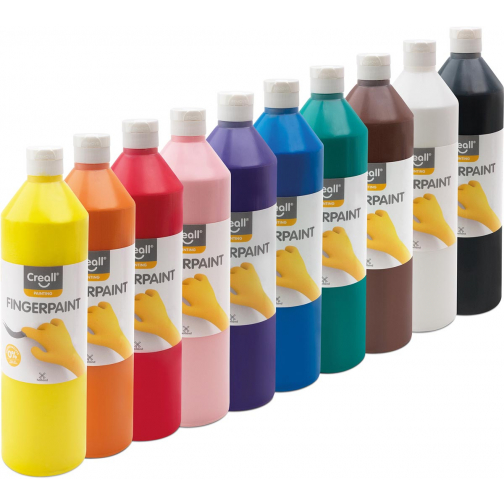 Creall vingerverf Happy, set met 10 flesjes van 750 ml in geassorteerde kleuren