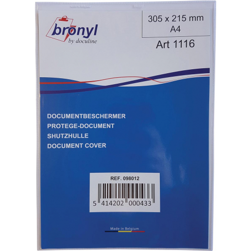 Bronyl U-mapje uit transparante PVC van 180 micron, ft A4