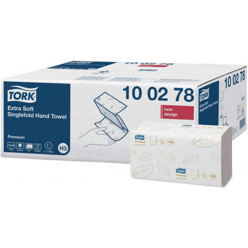 Tork Premium handdoek extra soft, 2-laags, ZZ-fold, systeem H3, wit, 200 sheets, pak van 15 stuks