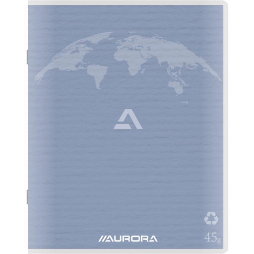 Aurora Writing 45 kladschrift uit gerycleerd papier, 200 bladzijden, geruit 5 mm, lichtblauw
