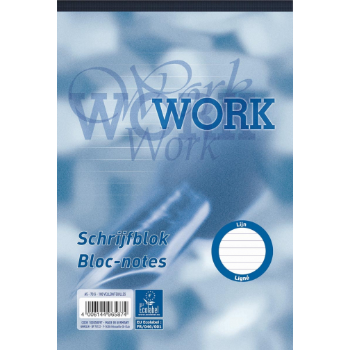 Work schrijfblok, ft A5, 70 g/m², 100 vel, gelijnd