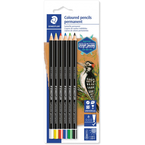 Staedtler Lumocolor permanent kleurpotlood, blister van 6 kleuren