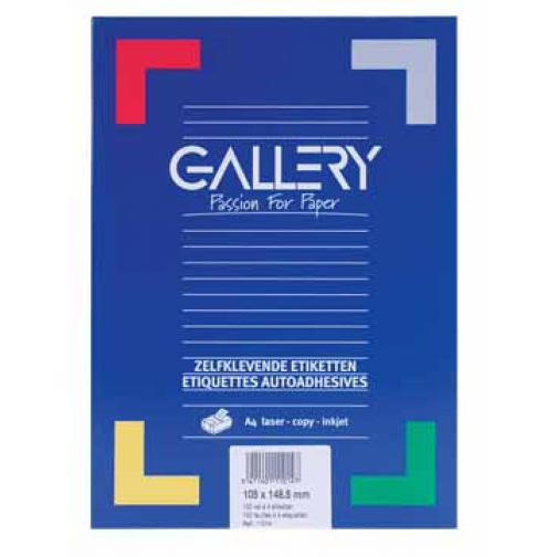 Gallery witte etiketten ft 105 x 148,5 mm (b x h), rechte hoeken, doos van 400 etiketten