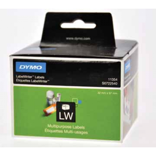 Dymo etiketten LabelWriter ft 57 x 32 mm, verwijderbaar, wit, 1000 etiketten