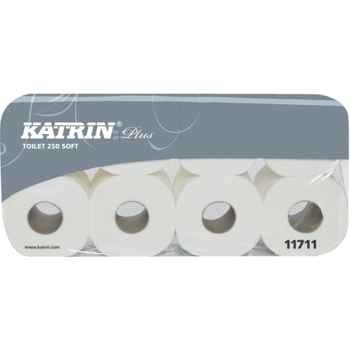 Katrin Plus toiletpapier Soft, 3-laags, 250 vel per rol, pak van 8 rollen