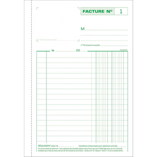 Exacompta facturen, ft 21 x 14,8 cm, tripli, franstalig