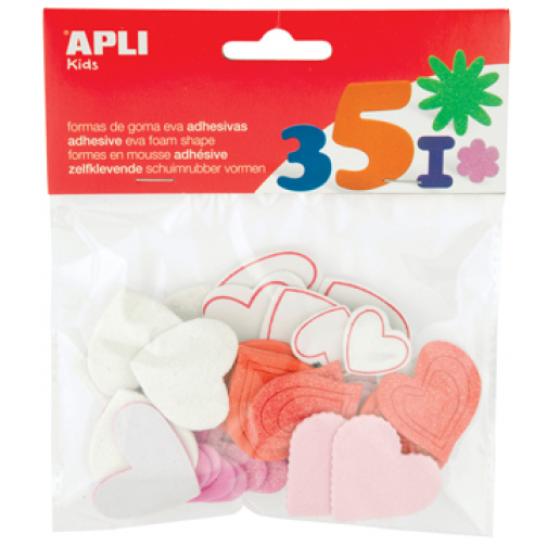 Apli Kids zelfklevende glitter harten, blister met 52 stuks