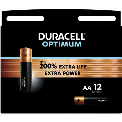 Duracell batterij Optimum AA, blister van 12 stuks