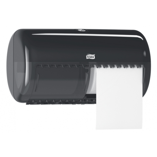 Toiletpapierdispenser Tork T4 Elevation twin verticaal zwart 557008