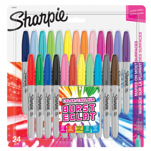 Viltstift Sharpie Colour Burst rond 0.9mm blister ÃÂ  24 kleuren