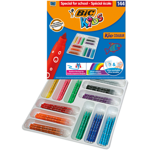 Kleurpotloden BicKids Evolution ecolutions ass schoolbox à 288 stuks