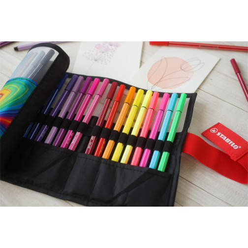 Viltstift STABILO Pen 68/25 Arty roletui medium assorti set à 25 stuks