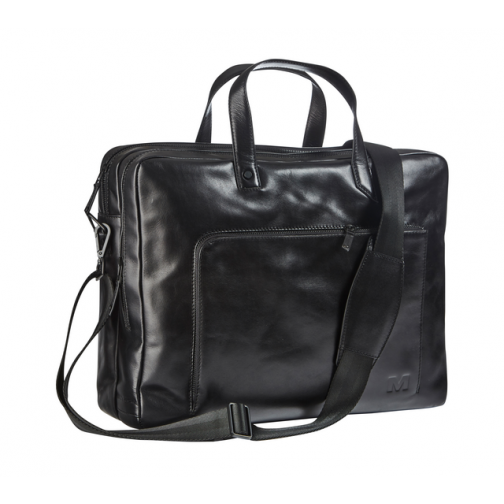 Businesstas Maverick All Black met laptopvak 15,6" leer zwart