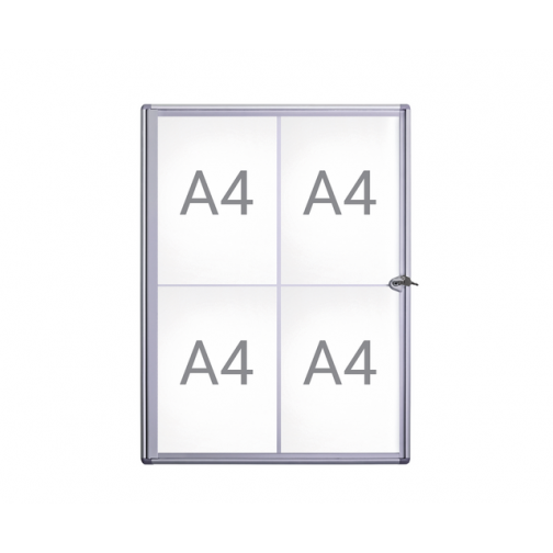 Binnenvitrine wand MAULextraslim whiteboard 4xA4 met slot