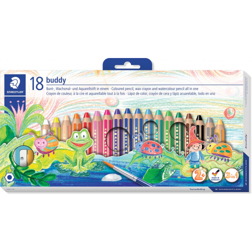 Staedtler kleurpotlood Buddy 3-in-1, doos van 18 stuks in geassorteerde kleuren