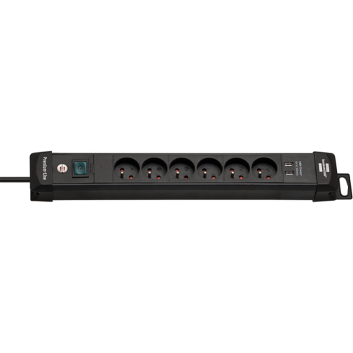 Stekkerdoos Brennenstuhl Premium 6vdig 2 USB H05VV-F 3G1.5 3m zw FR/BE