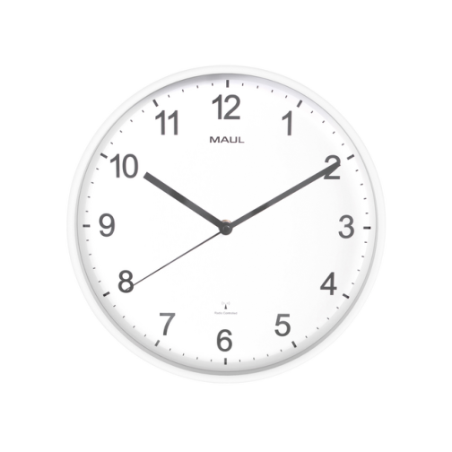 Wandklok MAUL Sprint RC 30x5cm kunststof wit/wit incl batterij