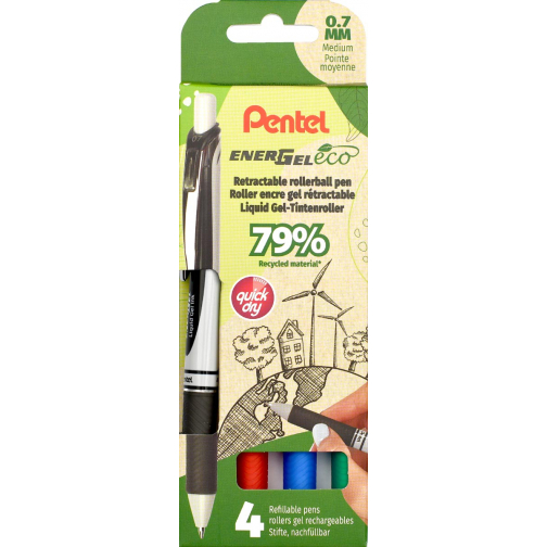 Pentel roller Energel BL77E-4, 0,7 mm, assorti, set van 4 stuks