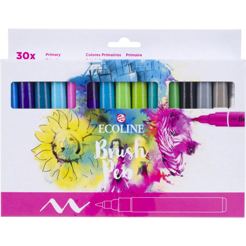 Talens Ecoline Brush pen, etui van 30 stuks, set Primaire