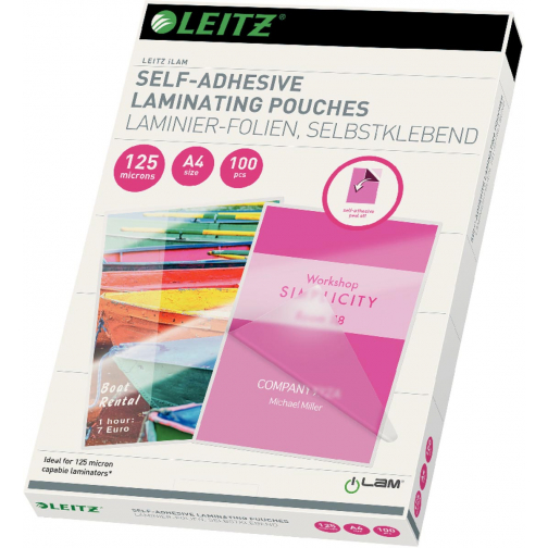 Leitz Eva lamineerhoes ft A4, 250 micron (2 x 125 micron), zelfklevend, pak van 100 stuks