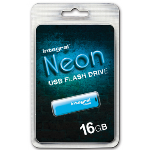 Integral Neon USB 2.0 stick, 16 GB, blauw