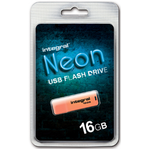 Integral Neon USB 2.0 stick, 16 GB, oranje