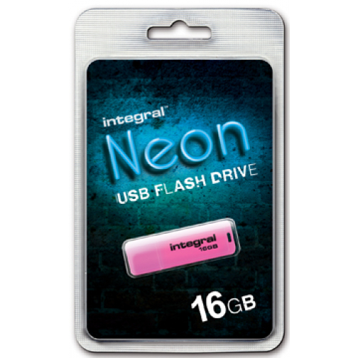 Integral Neon USB 2.0 stick, 16 GB, roze