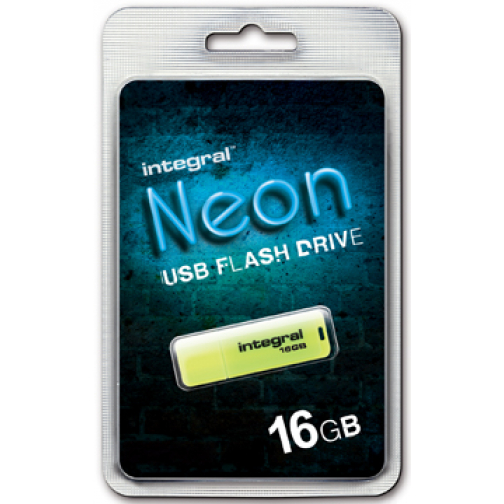 Integral Neon USB 2.0 stick, 16 GB, geel