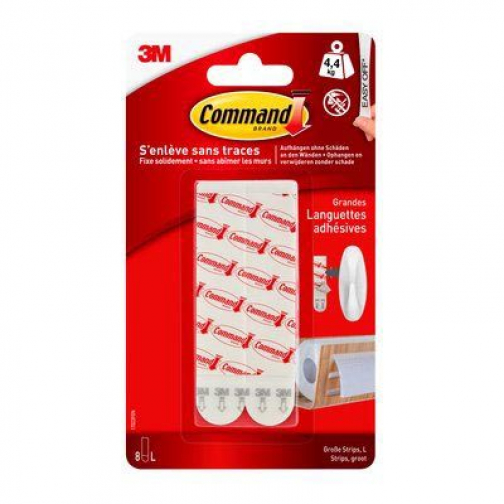 Command kleef- en navulstrip, large, wit, blister van 8 stuks