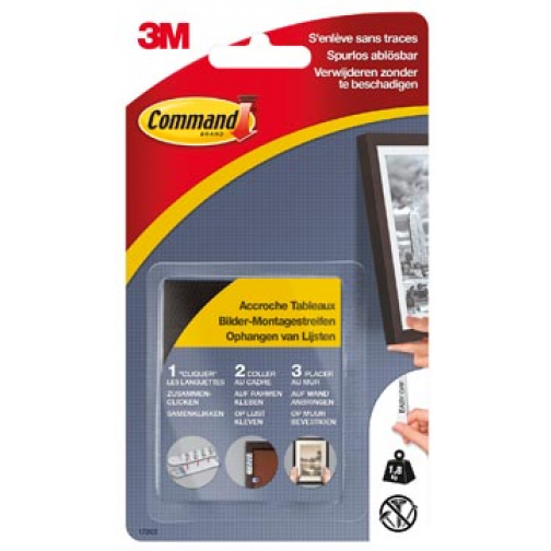 Command fotolijststrip, small, draagvermogen 1,8 kg, zwart, blister van 8 stuks