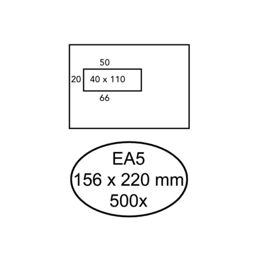 Envelop Hermes EA5 156x220mm venster 4X11links 500stuks