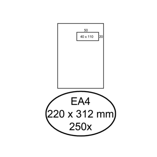 Envelop Hermes akte EA4 220x312mm venster 4x11 rechts zelfkl 250st