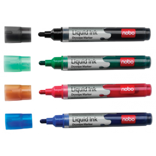 Nobo Liquid Ink Marker, geassorteerde kleuren, 2 stuks