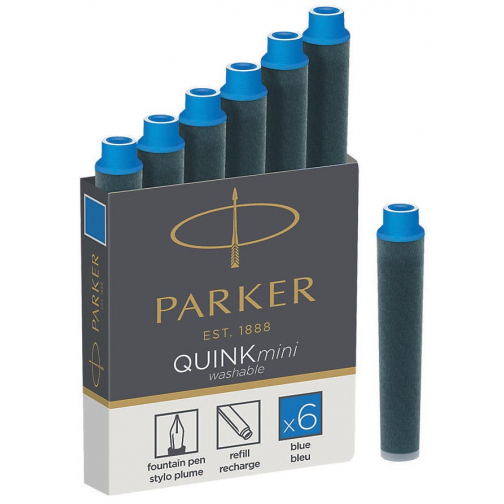 Parker Quink Mini inktpatronen blauw, doos met 6 stuks