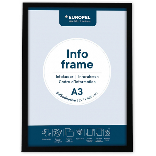 Europel zelfklevend kader ft A3, zwart, pak van 2 stuks
