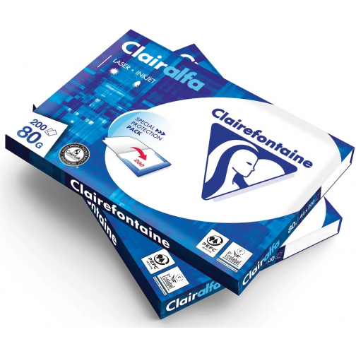 Clairefontaine printpapier ft A4, 80 g, pak van 200 vel, doos van 7 pakken