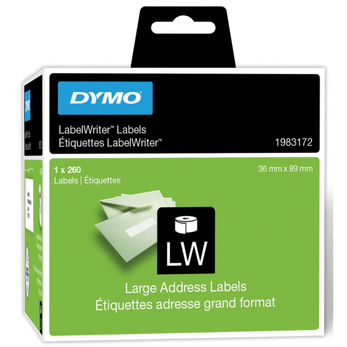 Dymo duurzame etiketten LabelWriter ft 89 x 36 mm, 260 etiketten