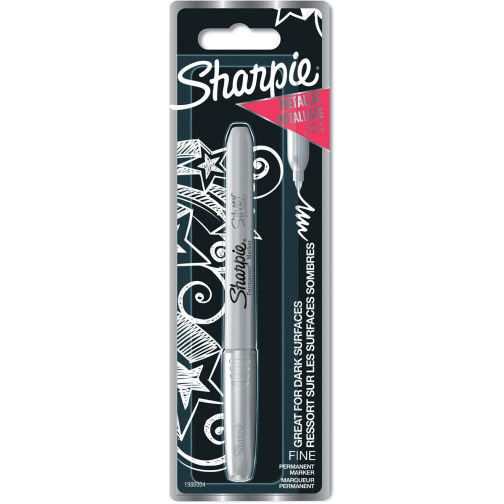 Sharpie permanente marker metallic zilver, fijne punt, op blister