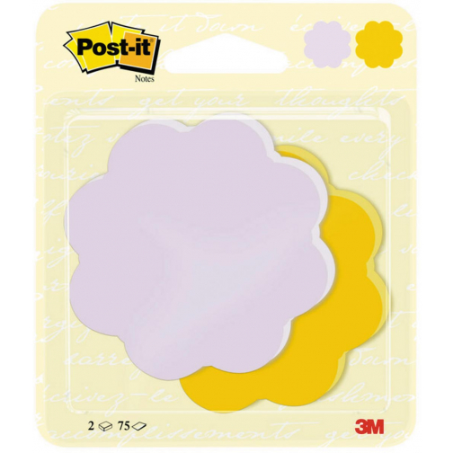 Post-it Notes, 2 x 75 vel, ft 72,5 x 72,2 mm, bloem, paars en ultrageel