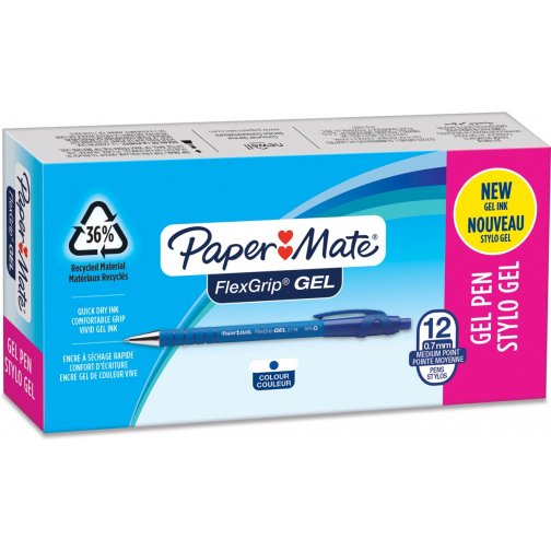 Paper Mate balpen Flexgrip Gel, doos van 12 stuks, blauw