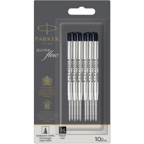 Parker Quinkflow vulling voor balpen, medium, zwart, blister met 10 stuks