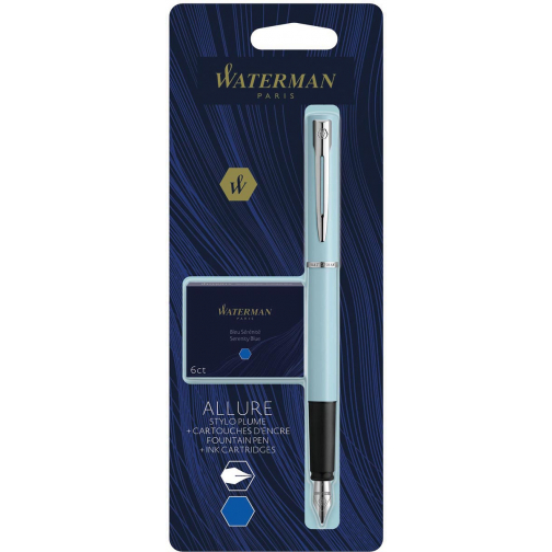 Waterman vulpen Allure Pastel fijne punt, inclusief 6 inktpatronen, op blister