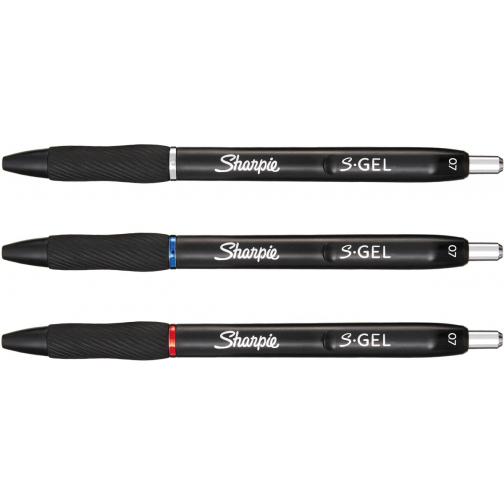 Sharpie S-gel roller, medium punt, blister van 3 stuks, blauw