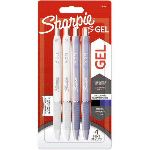 Sharpie S-gel roller fashion mix, medium punt, blister van 4 stuks in geassorteerde kleuren