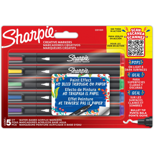 Sharpie paintmarker, blister van 5 stuks, assorti