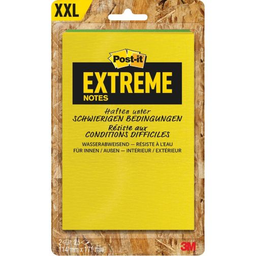 Post-it® Extreme Notes, ft 114 x 171 mm, 2 blokken van 25 blaadjes, geassorteerde kleuren