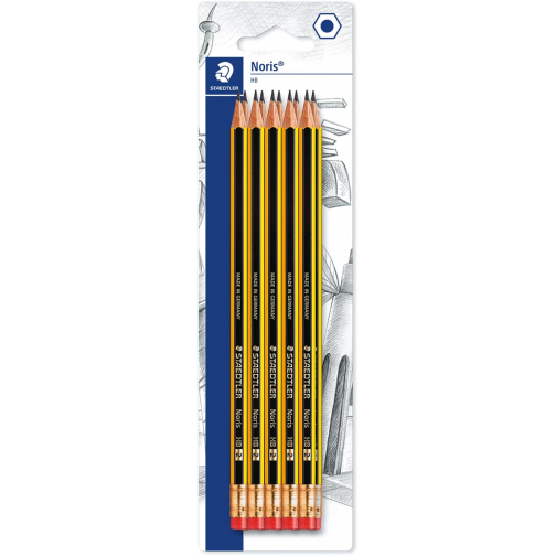 Staedtler Noris grafietpotlood HB met gom, 10 stuks