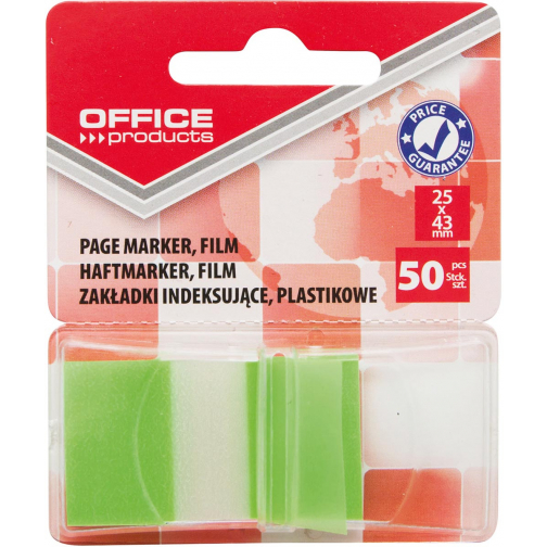 Office Products index, 25 x 43 mm, blister van 50 tabs, groen